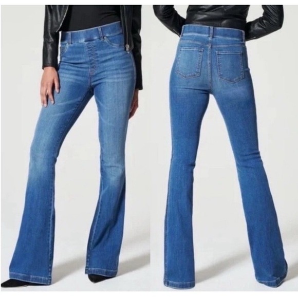SPANX Jeans Women's 1X Blue Everywear Flare Vintage Indigo Pull On Spanxshape - Picture 1 of 5